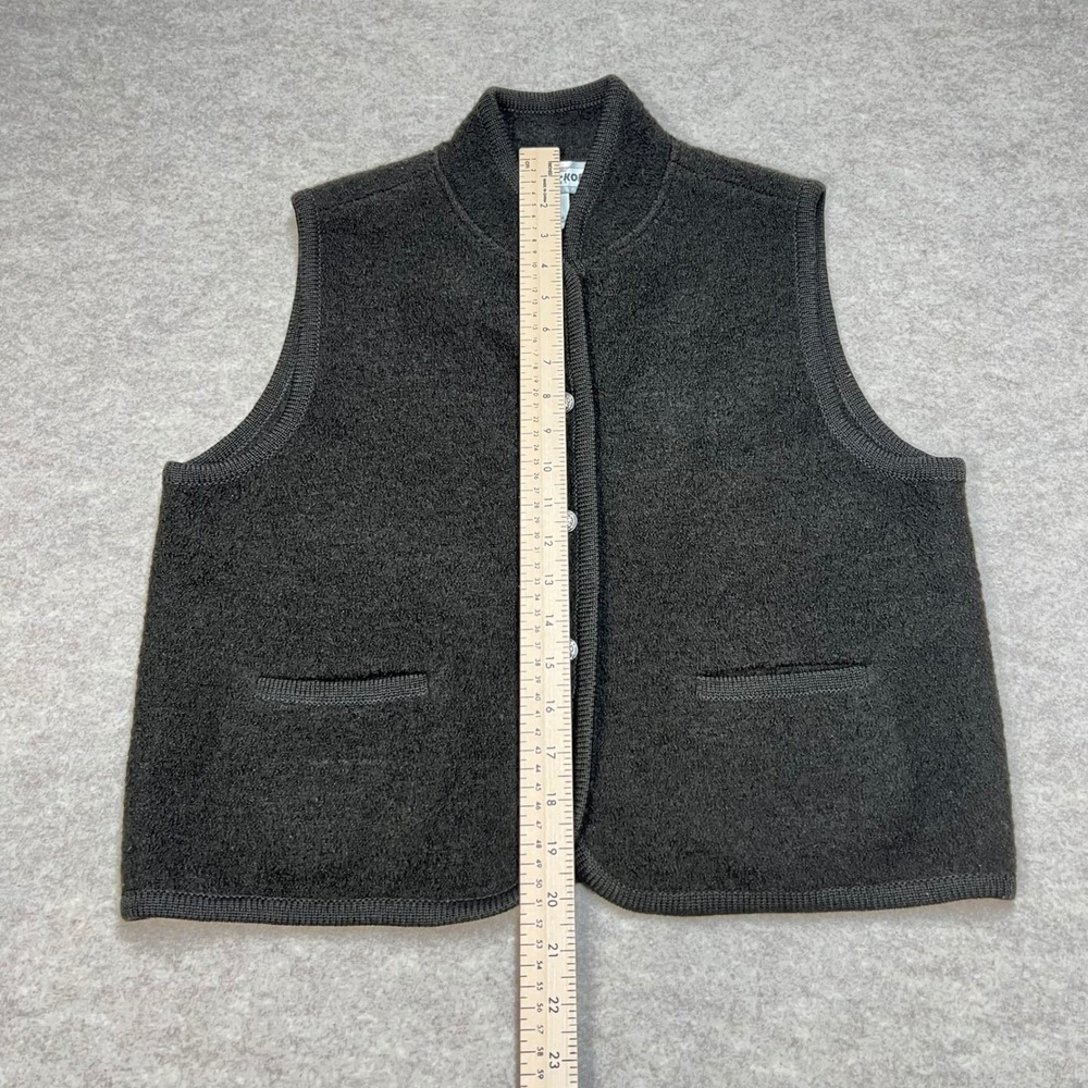 Vtg Crystal Knob Petites Brown 100% Wool Button Front Vest Petite Medium EUC - Picture 4 of 5
